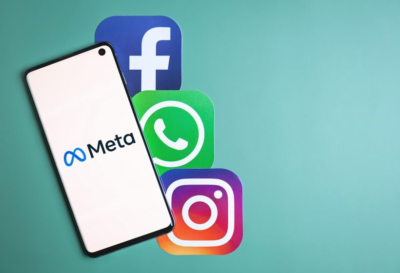 Meta,Logo,On,Smartphone,Screen,Next,To,Facebook,,Whatsapp,And